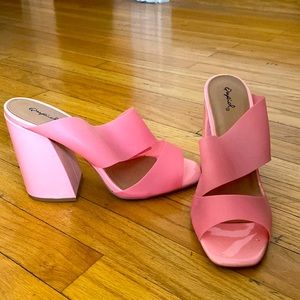Hot pink chunky heels
